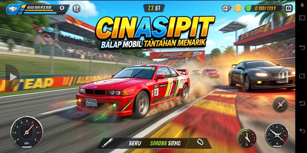 Screenshot dari gameplay <strong>CINASIPIT</strong> saat balapan penuh aksi.