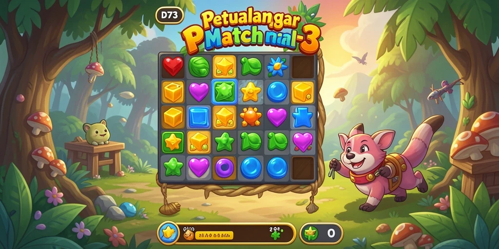 Tangkapan layar <strong>D73</strong> yang menampilkan gameplay seru Match-3.