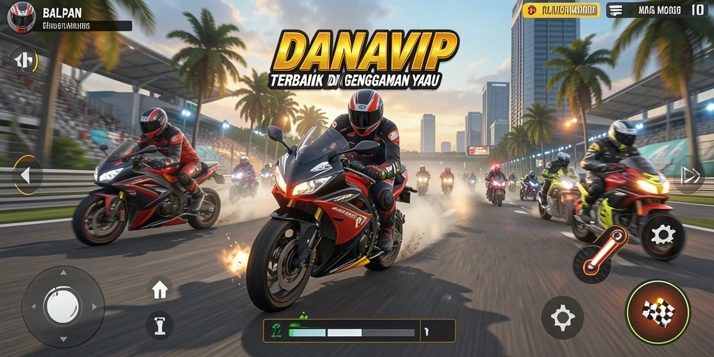 Tampilan gameplay seru dari game balapan motor DANAVIP.