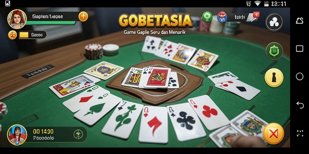 Screenshot GOBETASIA menampilkan gameplay Gaple yang menegangkan.