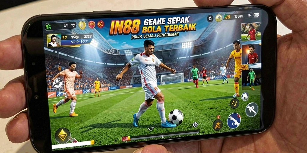 Tangkapan layar gameplay IN88 menampilkan pertandingan sepak bola yang seru.