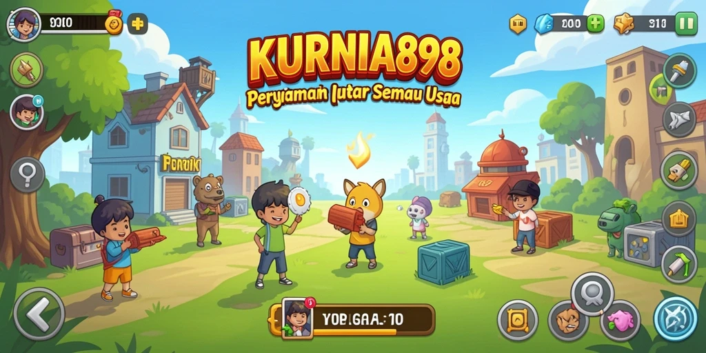 Tampilan gameplay menarik yang menunjukkan karakter mengumpulkan sumber daya.