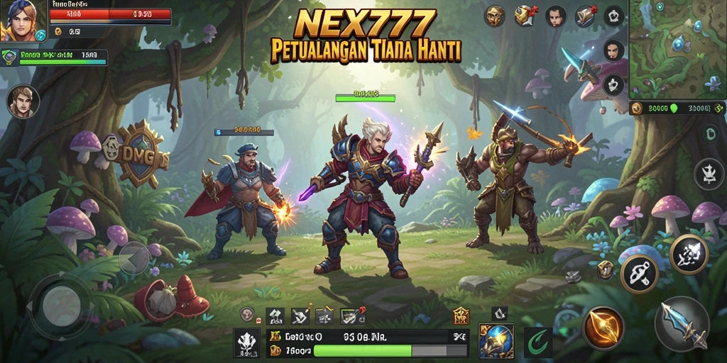 Screenshot NEX777 menunjukkan aksi seru dalam pertempuran RPG.