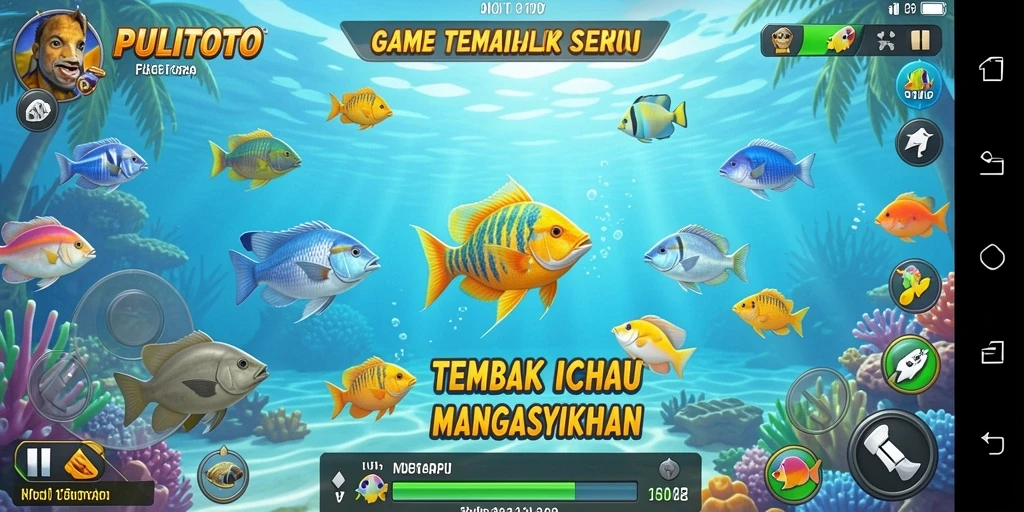 Tampilan seru gameplay PULITOTO saat menembak ikan.