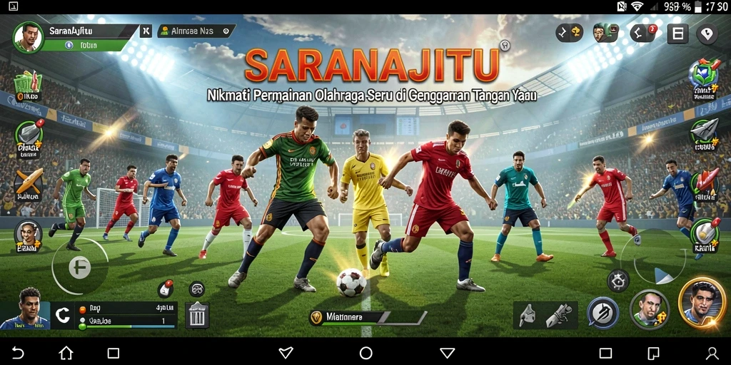 Tangkapan layar utama dari gameplay SARANAJITU yang menarik dan kompetitif.