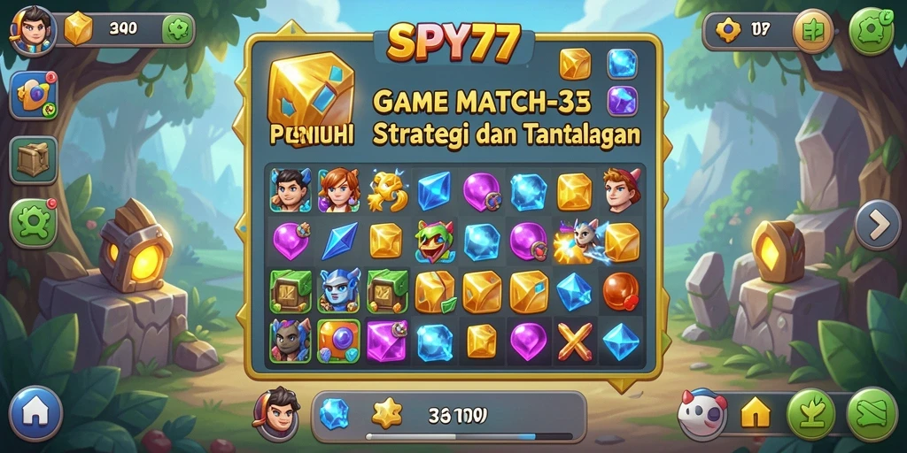 Tampilan gameplay SPY77 yang menarik dalam format Match-3.