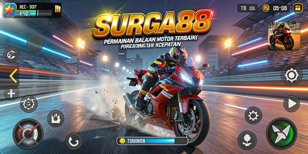 Gameplay SURGA88 yang menegangkan saat balapan motor.