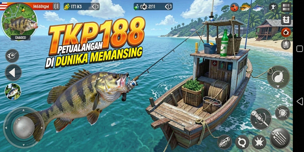 Gameplay seru TKP188 dengan tampilan memikat saat memancing.