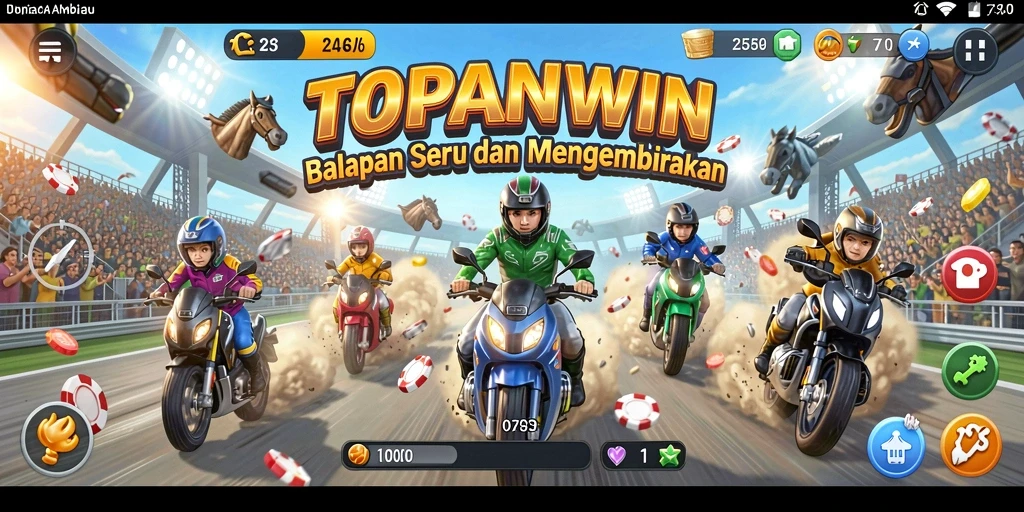Tampilan gameplay seru dalam balapan cepat di TOPANWIN.